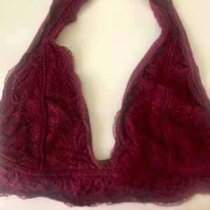 UO maroon halter top lace bandeau
